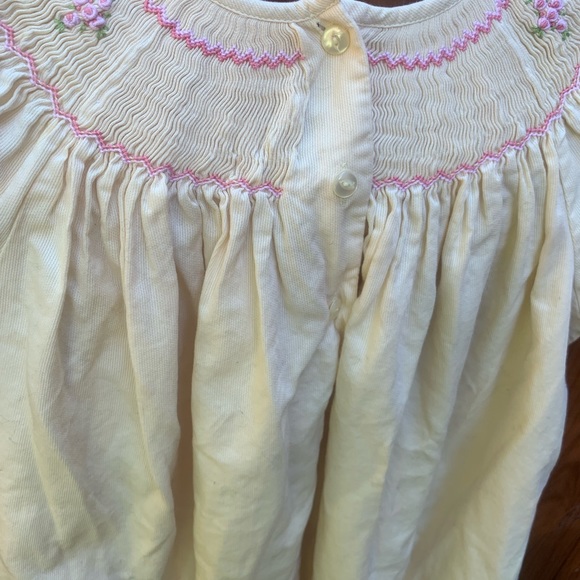 CAROUSEL WEAR  Classic Smocked Yellow Dress with Pink Rose Details - Size 7 - Picture 5 of 6